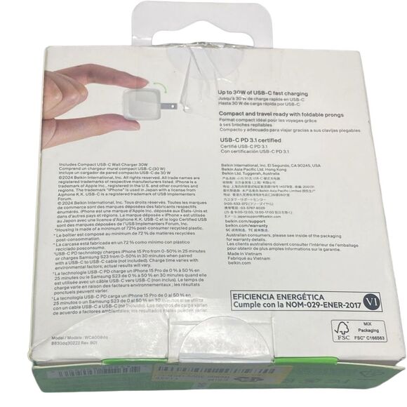 Belkin BoostCharge 30W USB-C Wall Charger Power Delivery Fast Charge New Pkg Wea - Picture 4 of 11